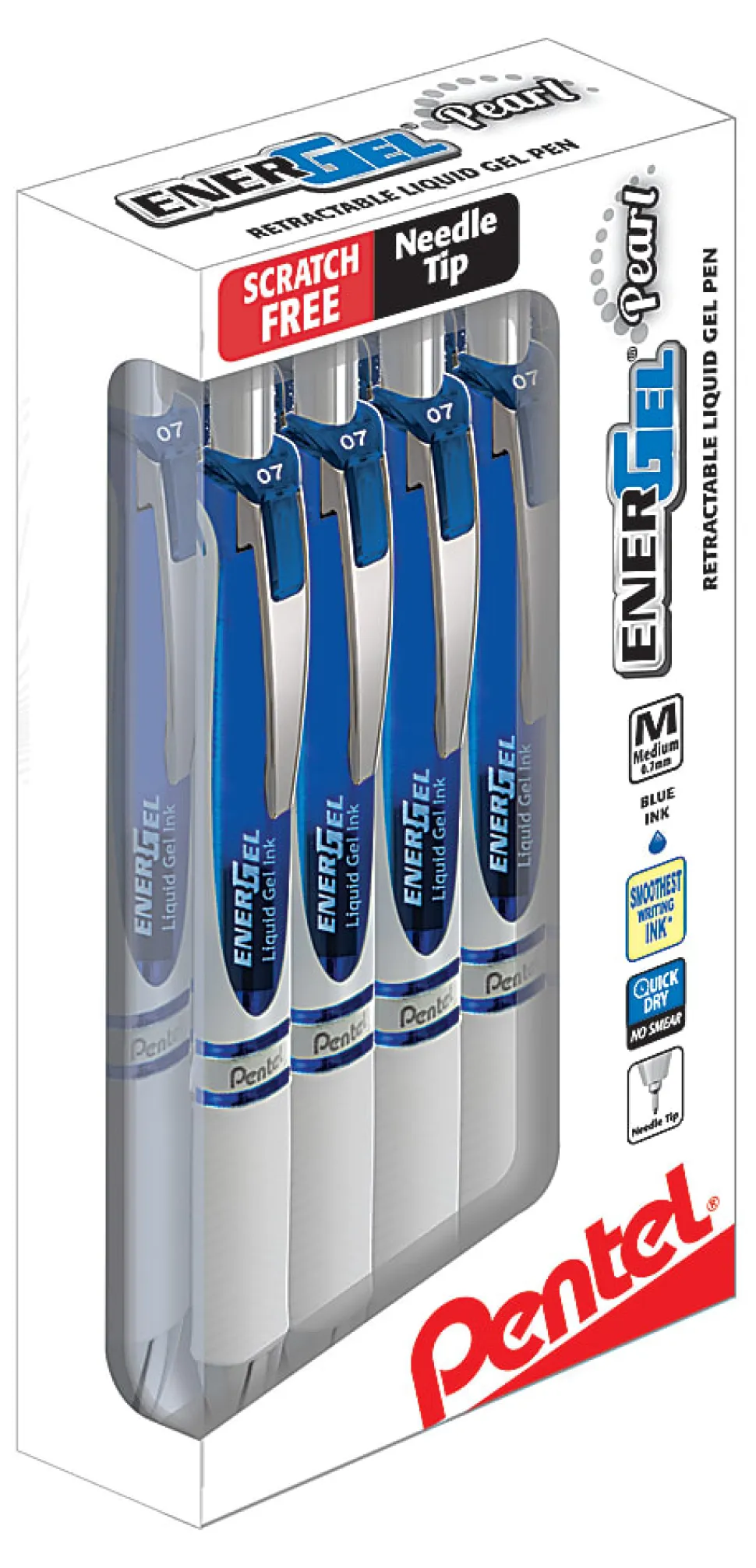 Pentel® EnerGel™ RTX Pearl Pens, Needle Point, 0.7 mm, Pearl Barrel, Blue Ink, Pack Of 12 Pens