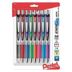 Pentel® EnerGel RTX Pens, 0.7 mm, Medium Point, Assorted Ink Colors, Pack Of 8