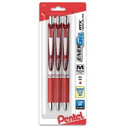 Pentel® EnerGel™ RTX Retractable Liquid Gel Pens, 3pk, Medium Point, 0.7mm, Red
