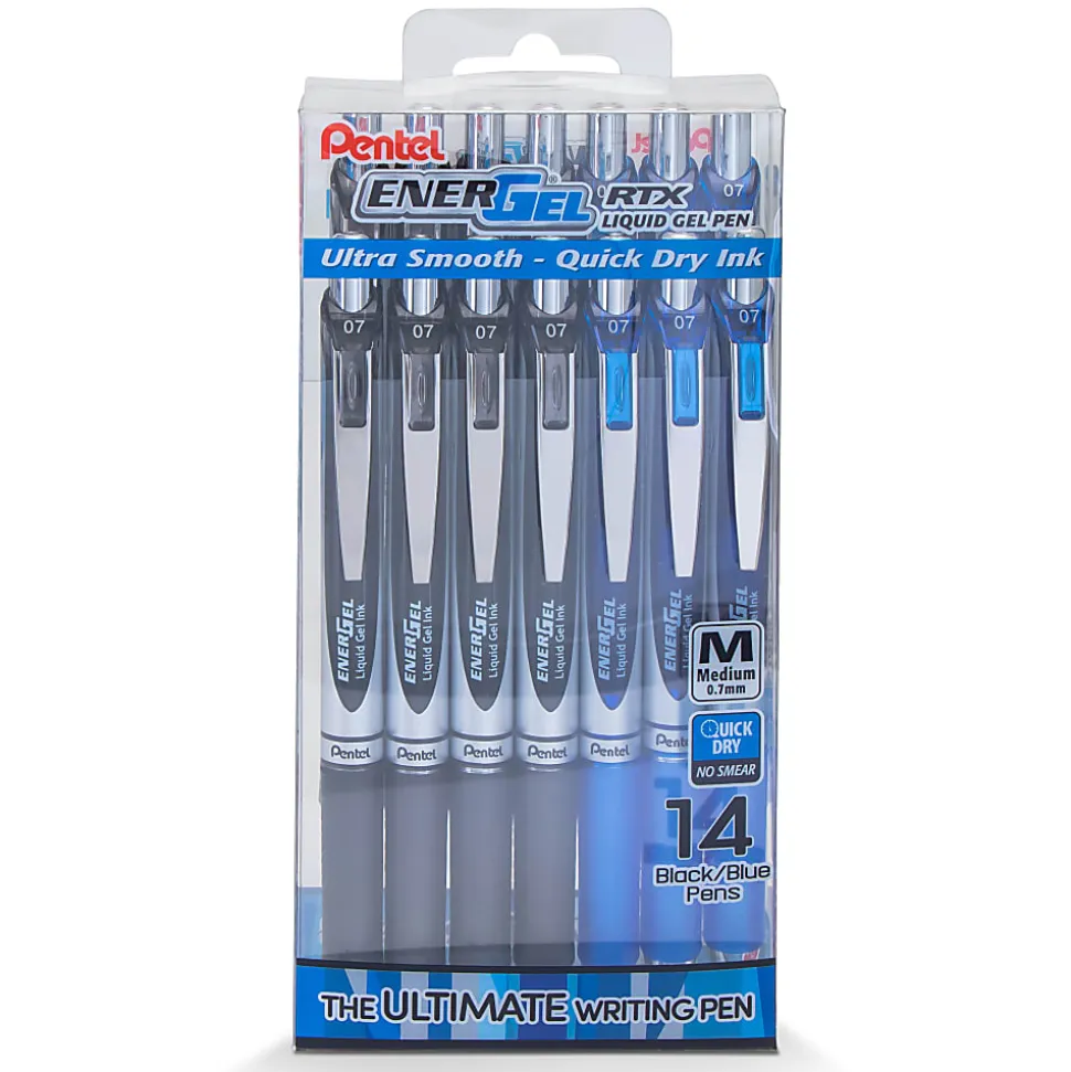 Pentel® EnerGel™ RTX Retractable Liquid Gel Pens, 14pk, Medium Point, 0.7mm, Assorted, BL77PC14AC