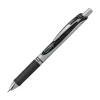 Pentel EnerGel RTX Retractable Liquid Gel Pens, Needle Point, 0.3 mm, Black/Silver Barrel, Black Ink, Pack Of 12
