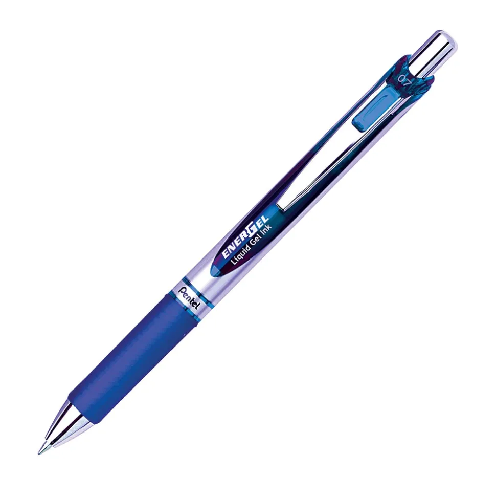 Pentel® EnerGel™ RTX Retractable Liquid Gel Pens, Medium Point, 0.7 mm, 54% Recycled, Silver Barrel, Assorted Ink Colors, Pack Of 6 Pens