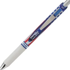 Pentel® EnerGel® Stars & Stripes Liquid Gel Pens, Pack Of 5, Medium Point, 0.7 mm, Red/White/Blue Barrel, Black Ink