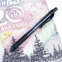 Pentel® EnerGel™ X Retractable Liquid Gel Pens, Medium Point, 0.7 mm, 84% Recycled, Assorted Barrels, Black Ink, Box Of 12 Pens