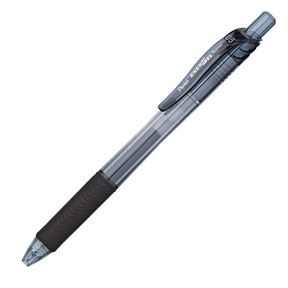 Pentel® EnerGel™ X Retractable Liquid Gel Pens, Fine Point, 0.5 mm, Black Barrel, Black Ink, Pack Of 12 Pens
