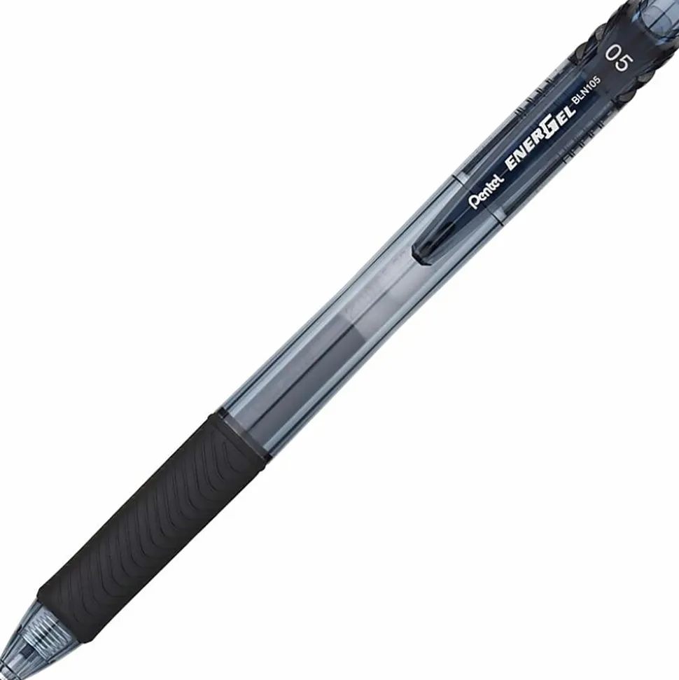 Pentel® EnerGel™ X Retractable Liquid Gel Pens, Fine Point, 0.5 mm, Black Barrel, Black Ink, Pack Of 12 Pens