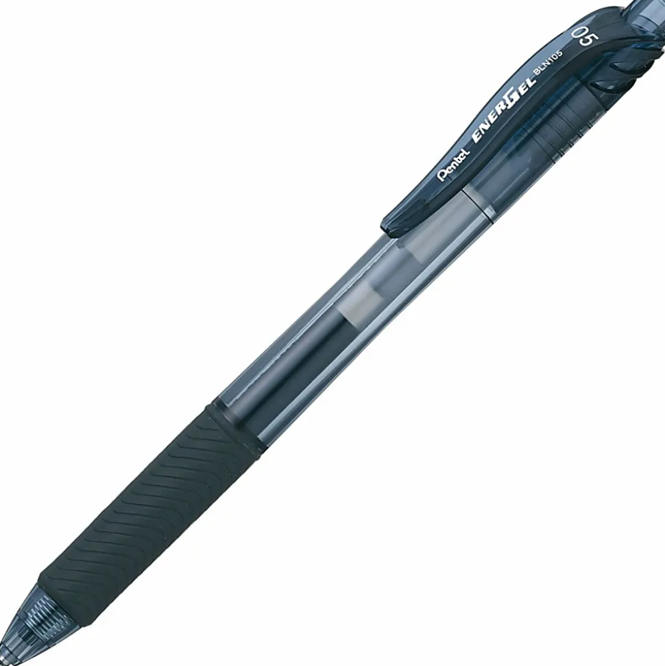 Pentel® EnerGel™ X Retractable Liquid Gel Pens, Fine Point, 0.5 mm, Black Barrel, Black Ink, Pack Of 12 Pens