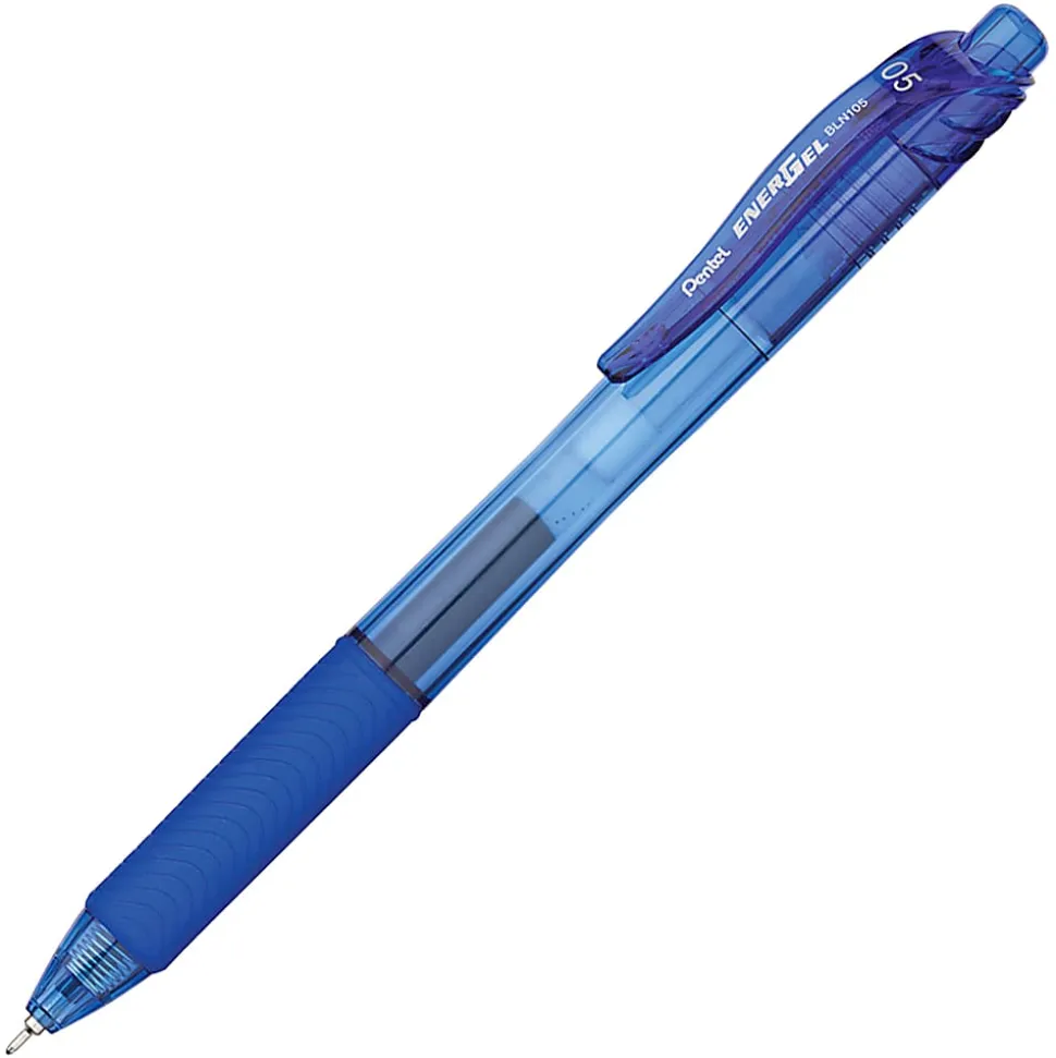 Pentel® EnerGel™ X Retractable Liquid Gel Pens, Fine Point, 0.5 mm, Blue Barrel, Blue Ink, Pack Of 12 Pens
