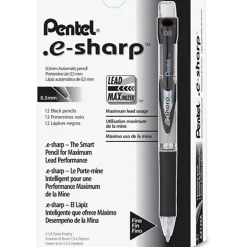 Pentel® e-Sharp™ Mechanical Pencils, 0.5 mm, 72% Recycled, Black, Pack Of 12