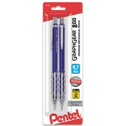 Pentel® Graph Gear 800 Mechanical Drafting Pencils, 0.7 mm, Blue Barrel, Pack Of 2