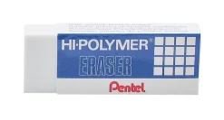 Pentel Hi-Polymer Eraser, Lead Pencil, Block, Non-abrasive, Latex-free, 0.5"H x 2.6"W x 1"D, 1Each, White