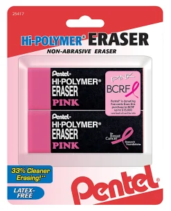 Pentel® Hi-Polymer Erasers, Pink, Pack Of 2