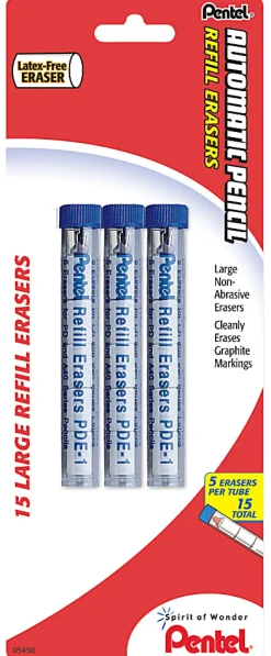 Pentel® Quicker Clicker™ Eraser Refills, Pack Of 15