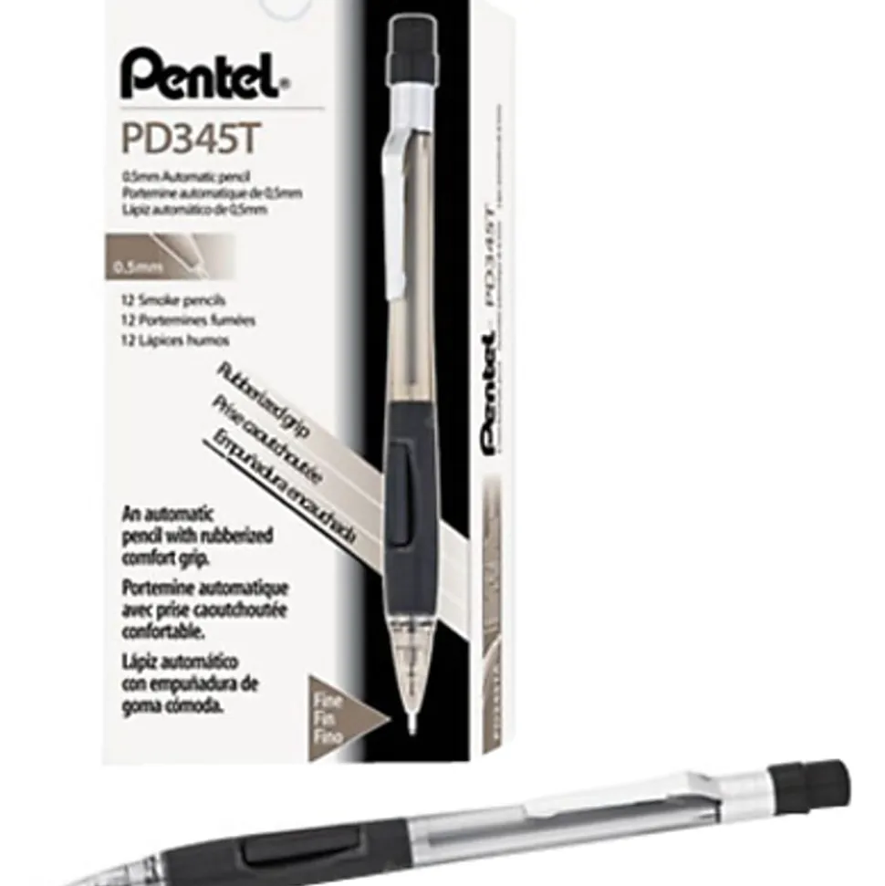 Pentel® Quicker-Clicker™ Mechanical Pencil, 0.5mm, #2 Lead, Transparent Black Barrel