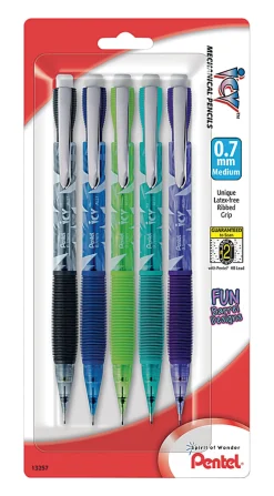 Pentel® Razzle Dazzle™ Icy™ Mechanical Pencil, 0.7mm, Assorted Barrel Colors, Pack Of 5