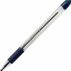 Pentel® R.S.V.P.® Ballpoint Pens, Fine Point, 0.7 mm, Clear Barrel, Blue Ink, Pack of12