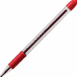 Pentel® R.S.V.P.® Ballpoint Pens, Fine Point, 0.7 mm, Clear Barrel, Red Ink, Pack Of 12
