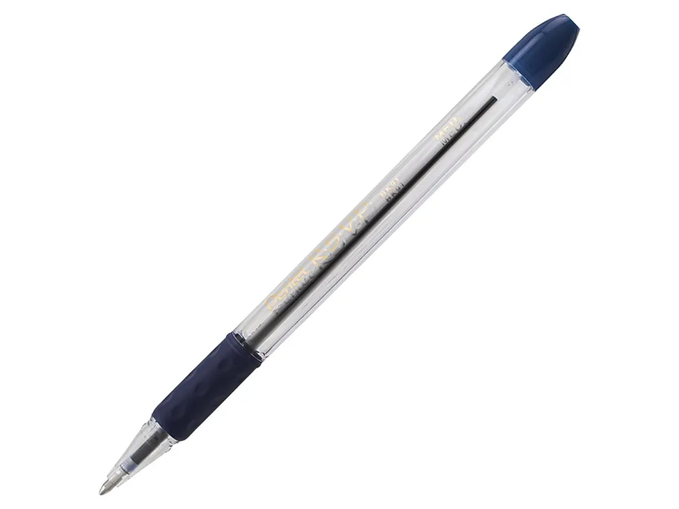 Pentel® R.S.V.P.® Ballpoint Pens, Medium Point, 1.0 mm, Clear Barrel, Blue Ink, Pack Of 12