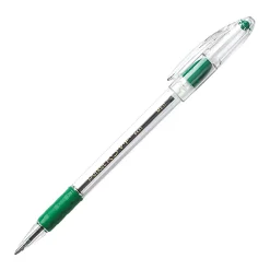 Pentel® R.S.V.P.® Ballpoint Pens, Medium Point, 1.0 mm, Clear Barrel, Green Ink, Pack Of 12