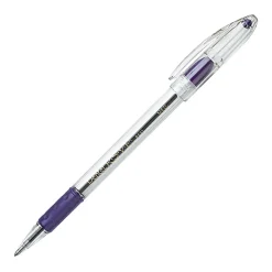 Pentel® R.S.V.P.® Ballpoint Pens, Medium Point, 1.0 mm, Clear Barrel, Violet Ink, Pack Of 12