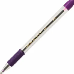 Pentel® R.S.V.P.® Ballpoint Pens, Medium Point, 1.0 mm, Clear Barrel, Violet Ink, Pack Of 12