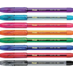 Pentel® R.S.V.P.® Ballpoint Pens, Medium Point, 1.0 mm, Clear Barrel, Assorted Ink Colors, Pack Of 8