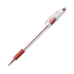 Pentel® R.S.V.P.® Ballpoint Pens, Medium Point, 1.0 mm, Clear Barrel, Red Ink, Pack Of 12