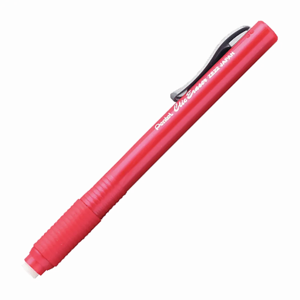 Pentel Rubber Grip Clic Eraser - Lead Pencil - Refillable - Pen - Retractable, Latex-free Grip, Pocket Clip, Ghost Resistant, No - ZE22B