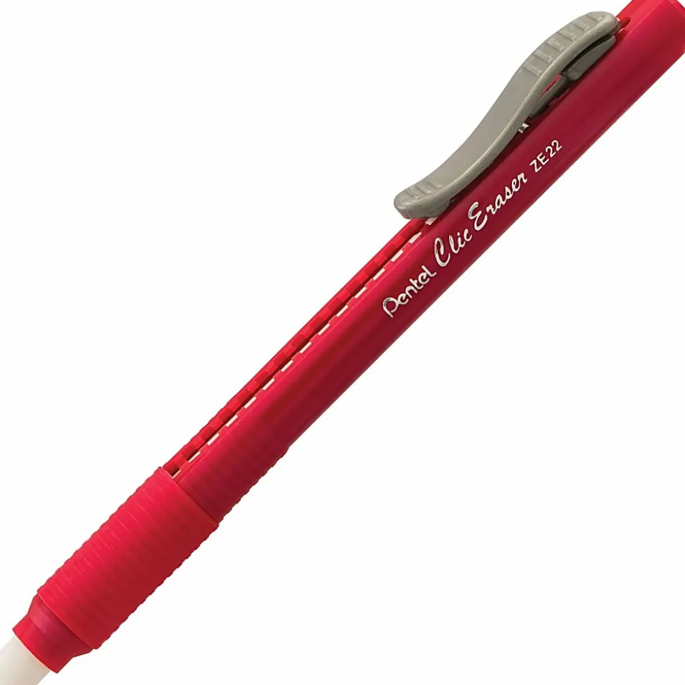 Pentel Rubber Grip Clic Eraser - Lead Pencil - Refillable - Pen - Retractable, Latex-free Grip, Pocket Clip, Ghost Resistant, No - ZE22B