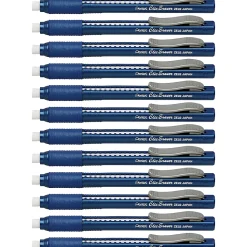 Pentel Rubber Grip Clic Eraser - Blue Barrel - Pen - Refillable - 12 / Box - Retractable, Latex-free Grip, Pocket Clip, Ghost Resistant, Non-abrasive