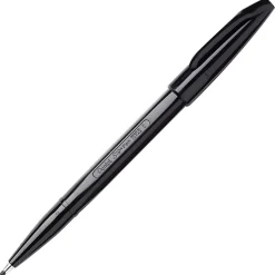 Pentel® Sign Pens®, Fine Point, 2.0 mm, Black Barrel, Black Ink, Pack Of 12 Pens