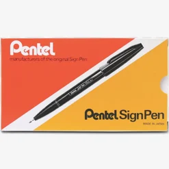 Pentel® Sign Pens®, Fine Point, 2.0 mm, Red Barrel, Red Ink, Pack Of 12 Pens