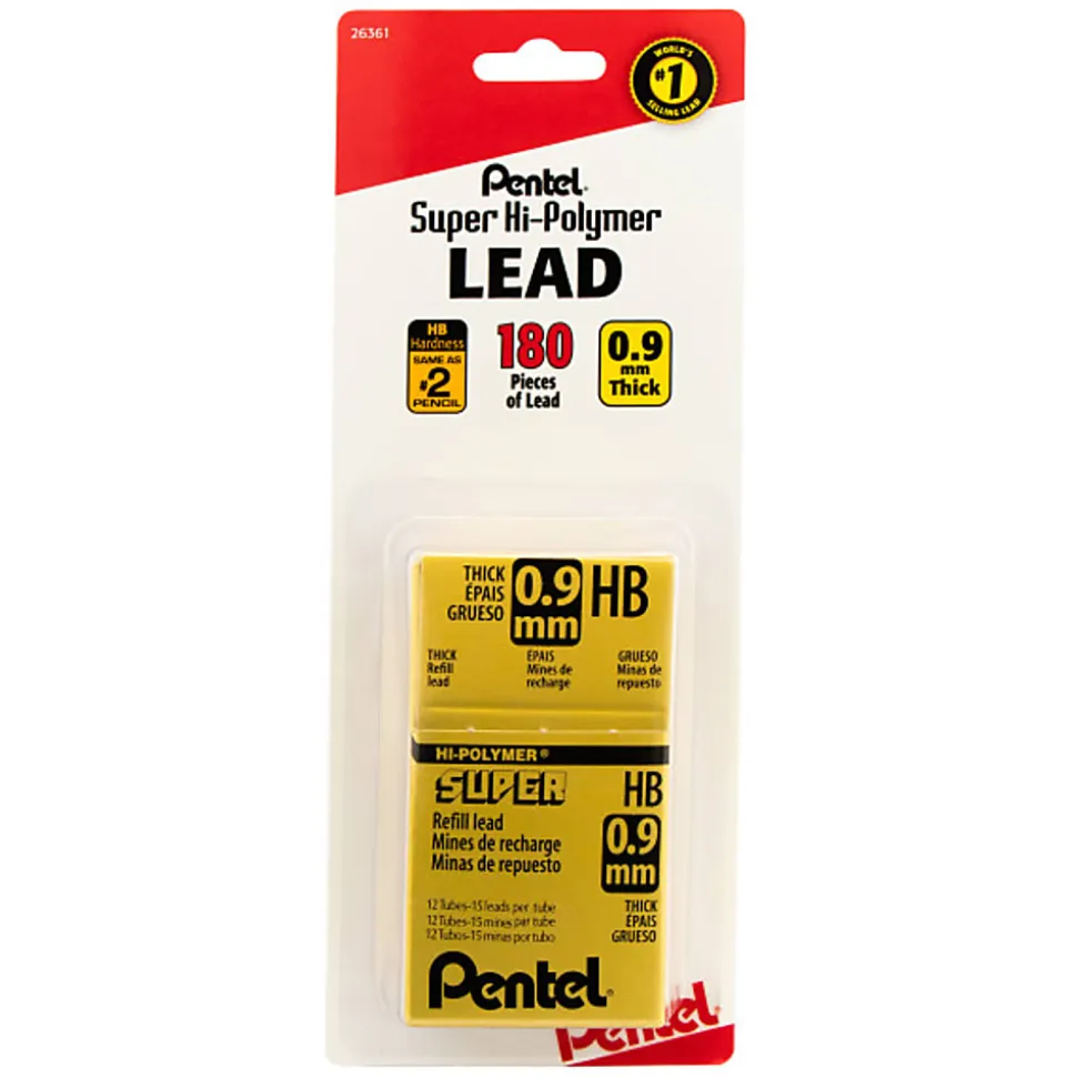 Pentel® Super Hi-Polymer® Lead Refills, #2 HB, 0.9 mm, Pack Of 144