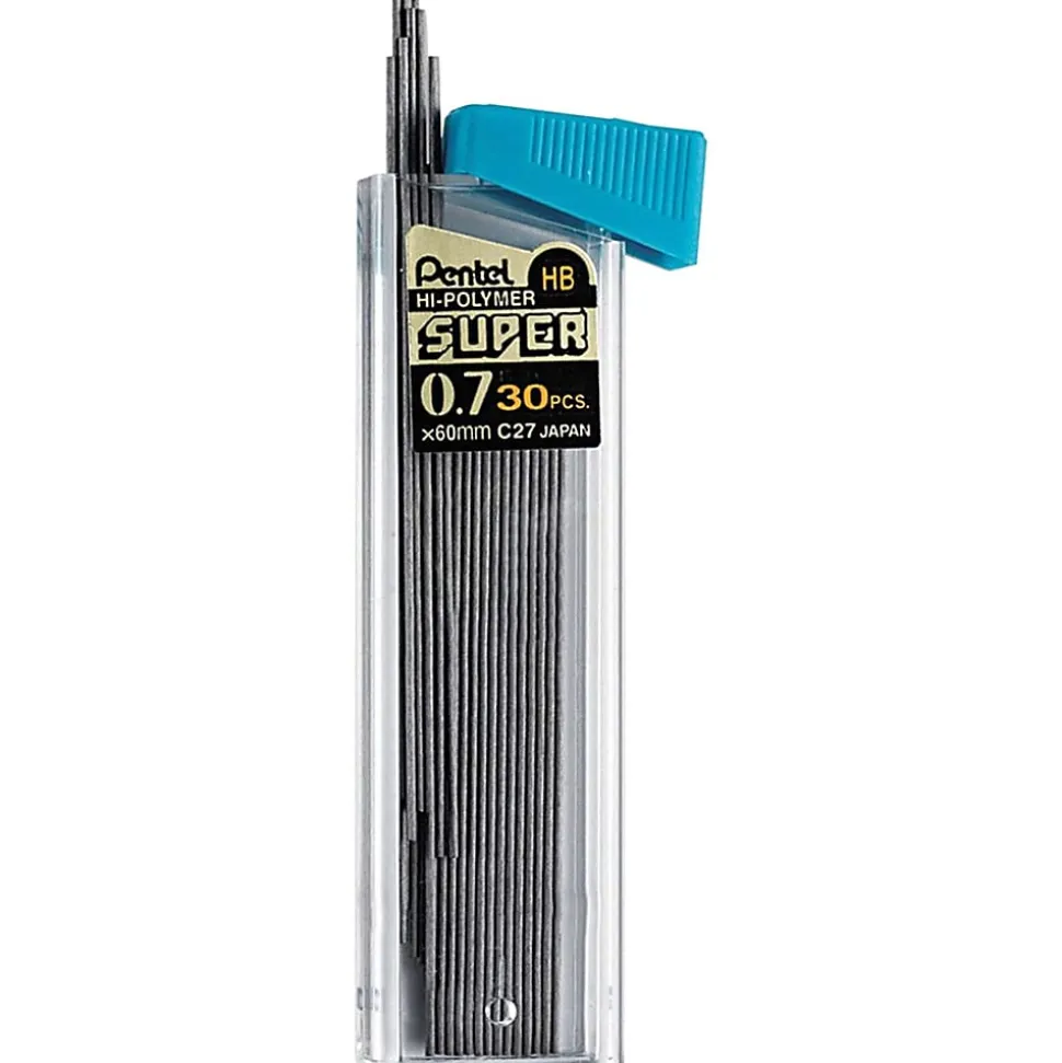 Pentel Super Hi-Polymer Leads - 0.7 mm , Medium Point - HB - Black Lead - 30/Tube - 12 / Box