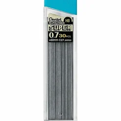 Pentel Super Hi-Polymer Leads - 0.7 mm , Medium Point - HB - Black Lead - 30/Tube - 12 / Box