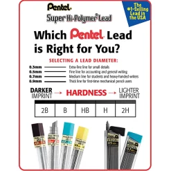 Pentel® Super Hi-Polymer® Leads, 0.5 mm, F, Medium, 12 Leads Per Tube