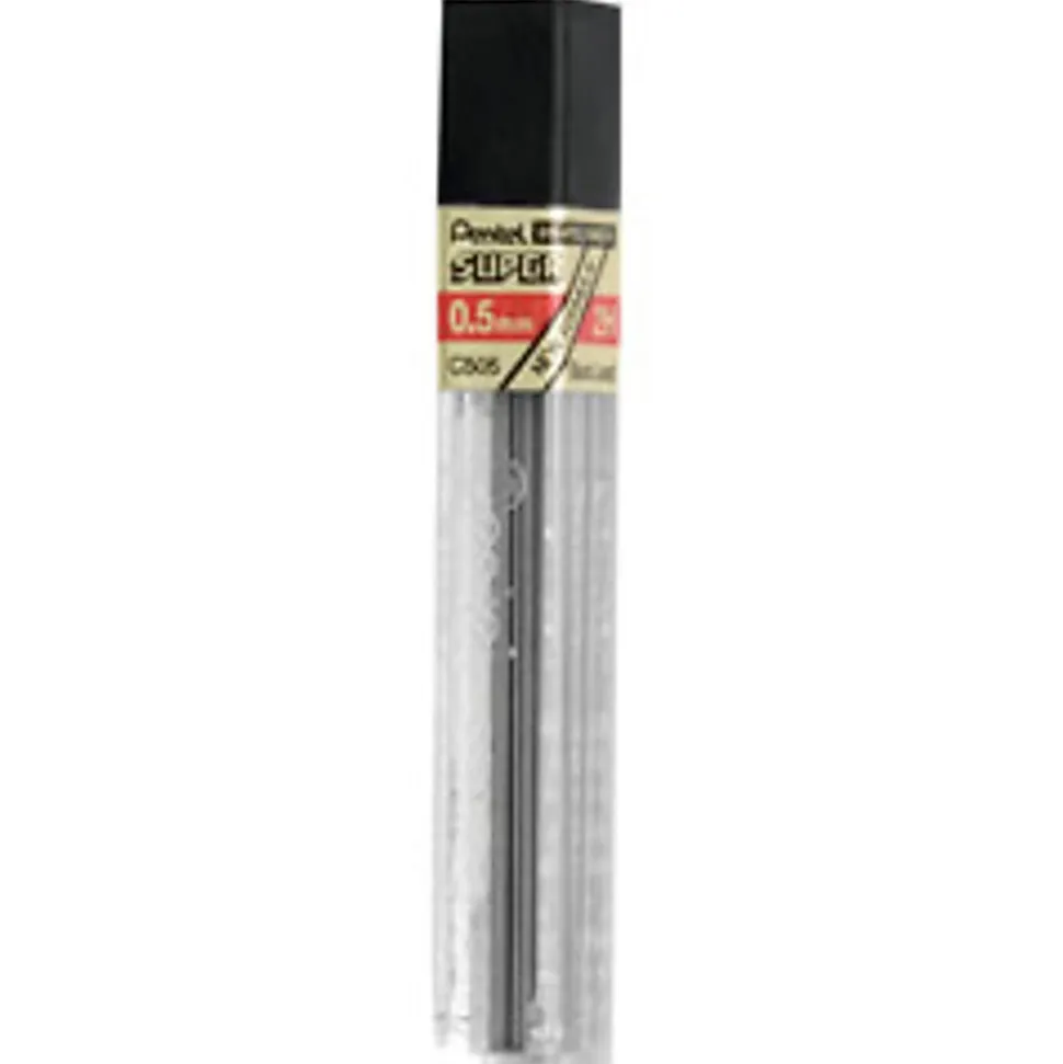 Pentel® Super Hi-Polymer® Leads, 0.5 mm, 2H, Hard, 12 Leads Per Tube