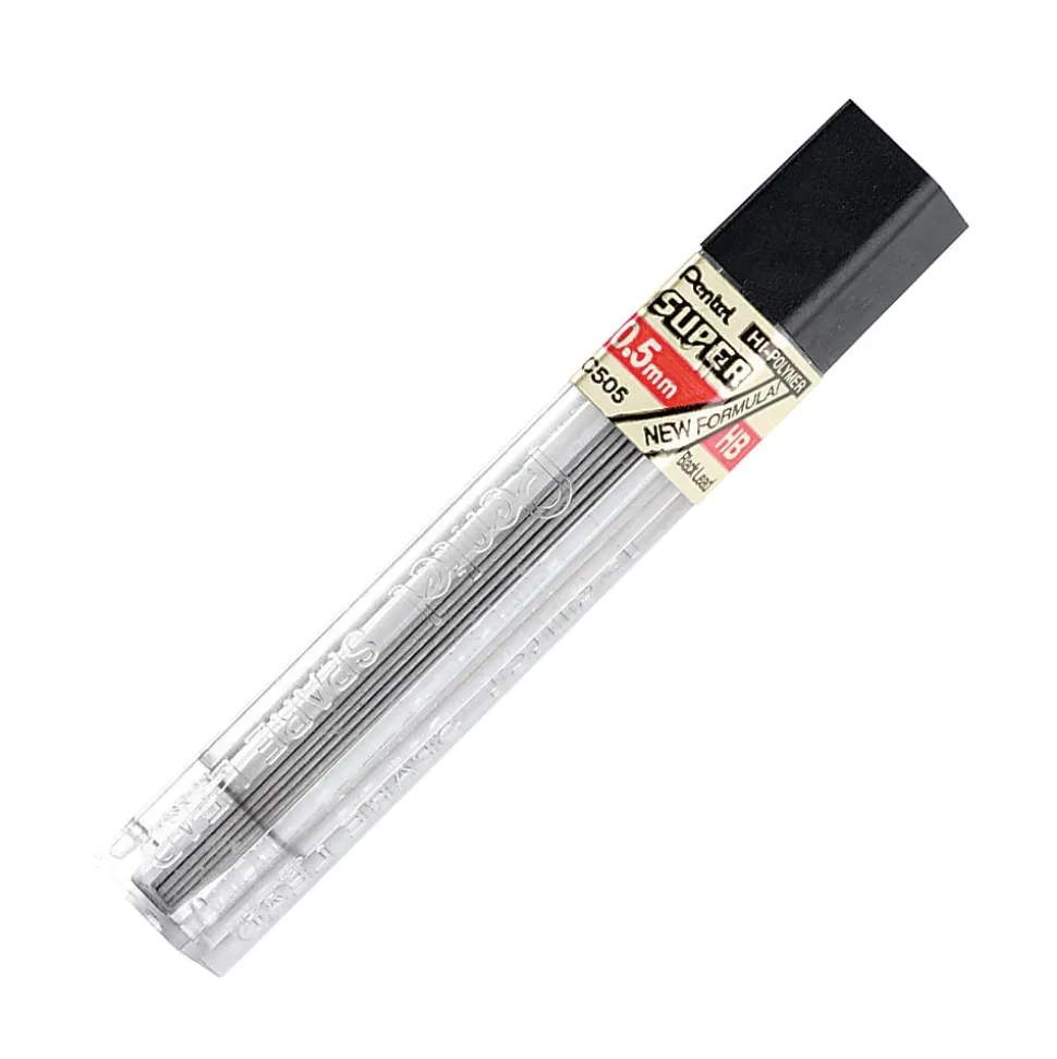 Pentel® Super Hi-Polymer® Leads, 0.5 mm, HB, 12 Leads Per Tube