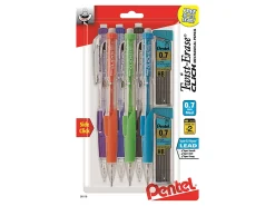 Pentel® Twist-Erase® CLICK Mechanical Pencils, Fine Point, 0.7mm,  Assorted Barrels, Pack of 6, 2 Lead Refills