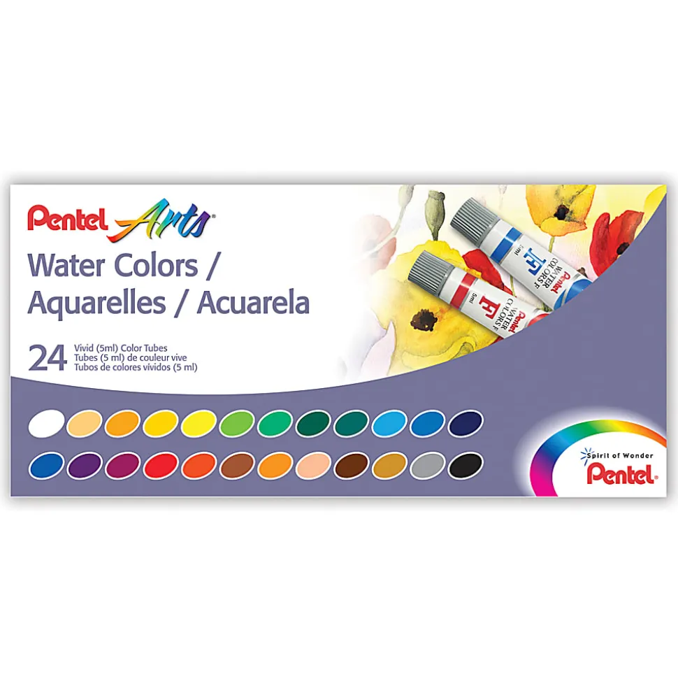 Pentel® Watercolor Paints, 4.05 Oz, Set Of 24 Tubes
