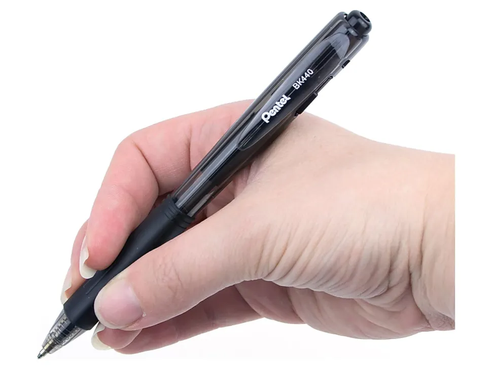 Pentel® WOW!™ Retractable Ballpoint Pens, Medium Point, 1.0 mm, Transparent Black Barrels, Black Ink, Pack Of 12