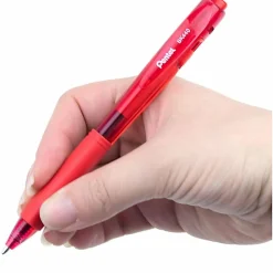 Pentel® WOW!⢠Retractable Ballpoint Pens, Medium Point, 1.0 mm, Transparent Red Barrels, Red Ink, Pack Of 12