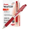 Pentel® Wow!™ Retractable Gel Roller Pens, Medium Point, 0.7 mm, Clear Barrel, Red Ink, Pack Of 12