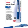 Pentel® Wow!™ Retractable Gel Roller Pens, Medium Point, 0.7 mm, Clear Barrel, Blue Ink, Pack Of 12