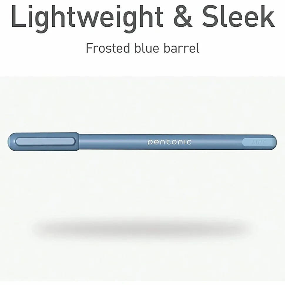 Pentonic Frosted Barrel Ballpoint Pens - Blue Ink - Frost, Blue Barrel - 10 / Box