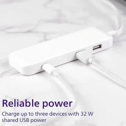 Philips 3-Port USB Extension Bar, 6', White