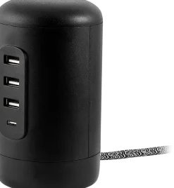 Philips 3 USB-A/1 USB-C/2-Outlet Desktop Charging Station, 5', Black
