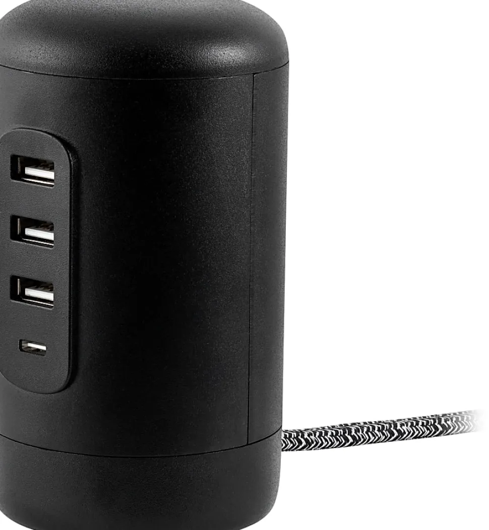 Philips 3 USB-A/1 USB-C/2-Outlet Desktop Charging Station, 5', Black
