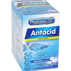 PhysiciansCare Antacid Heartburn Medication, 2 Tablets Per Packet, Box Of 50 Packets