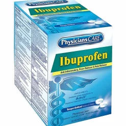 PhysiciansCare Ibuprofen Pain Reliever Medication, 2 Tablets Per Packet, Box of 50 Packets